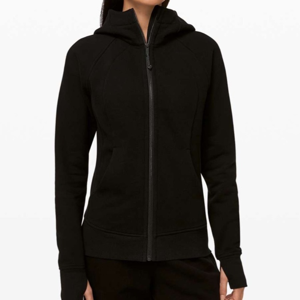 Lululemon Scuba Hoodie Full Zip Black Size 12 Fitted Athletic Jacket - Picture 1 of 12